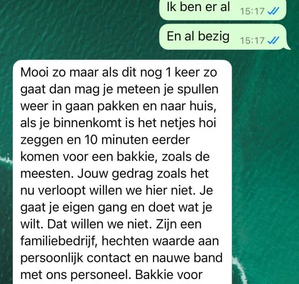 15-jarige vakantiekracht aangesproken na afwezigheid bij vrijdagmiddagborrel